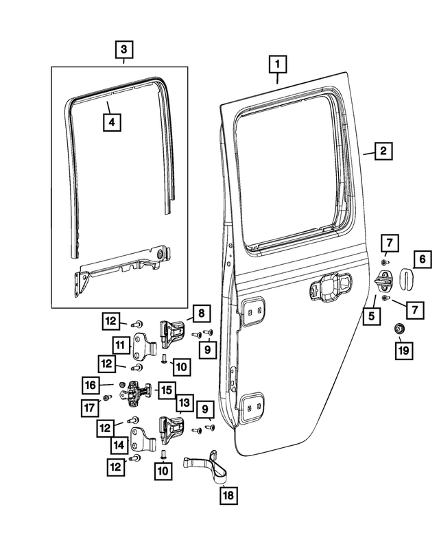 68281024AA - Doors, Door Mirrors and Related Parts: Rear Door Glass Channel, Right for Mopar Image