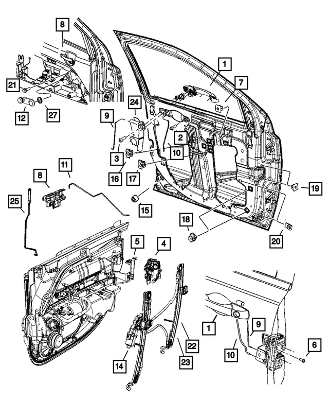 XU55KTAAG - Doors, Door Mirrors and Related Parts: Exterior Door Handle, Left for Jeep: Compass, Patriot Image