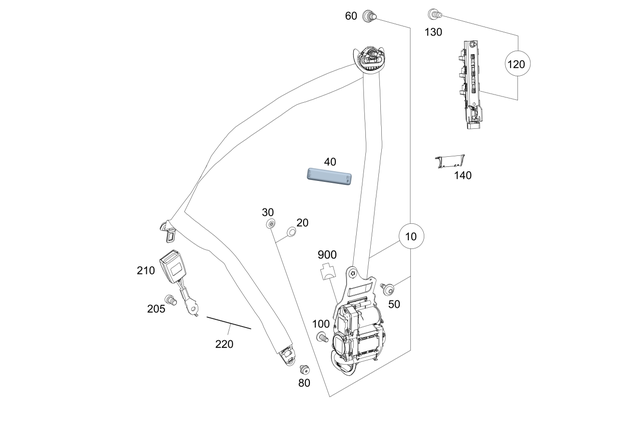 2138600901 - Driver Seat: Seat Belt for Mercedes-Benz: E300, E350, E43 AMG, E53 AMG, E63 AMG S Image image