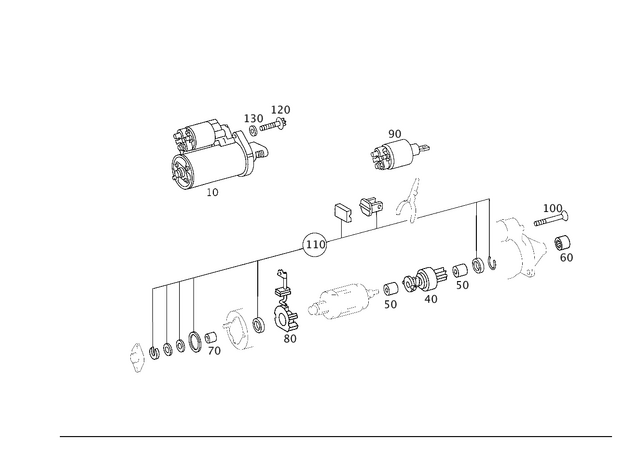61515901 - Electrical Equipment and Instruments: Starter for Mercedes-Benz: 300S, C300, C350, CL550, CLK350, CLK550, CLS550, E550, G550, GL320, GL550, ML350, R350, SL550, SLK280, SLK300 Image image