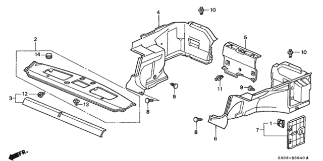 Rear Tray - Trunk Garnish for 2000 Honda Prelude #0