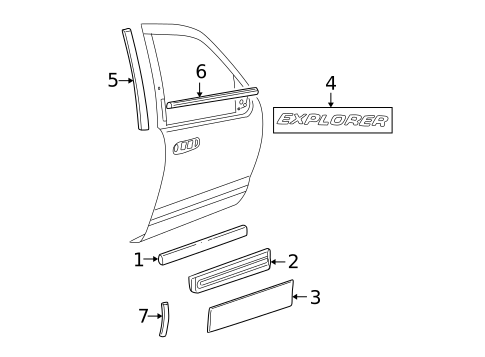 Exterior Trim - Front Door for 2005 Ford Explorer #0