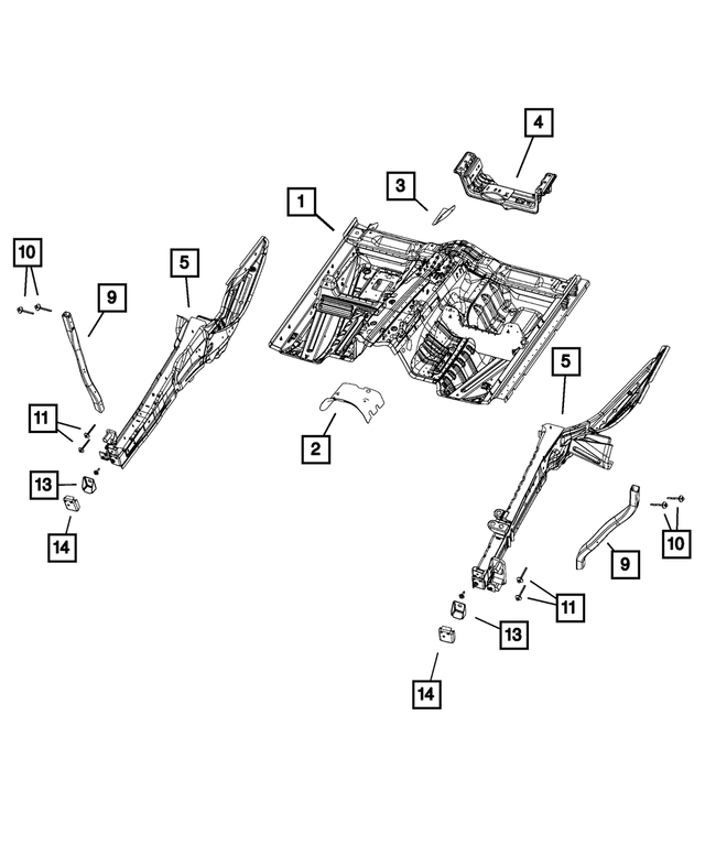 68224808AA - Body Sheet Metal Except Doors: Front Side Rail Front Rail, Left for Dodge: Durango | Jeep: Grand Cherokee, Grand Cherokee WK Image