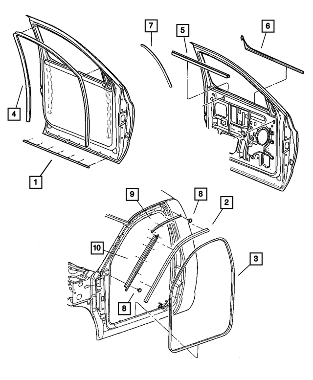 68031801AA - Doors, Door Mirrors and Related Parts: Bodyside Seal Retainer, Left for Mopar Image