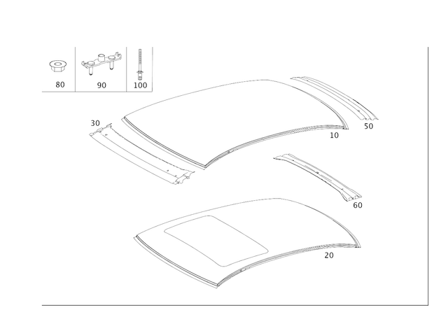 2196570009 - Roof: Paneling for Mercedes-Benz: CLS500, CLS55 AMG, CLS550, CLS63 AMG Image image
