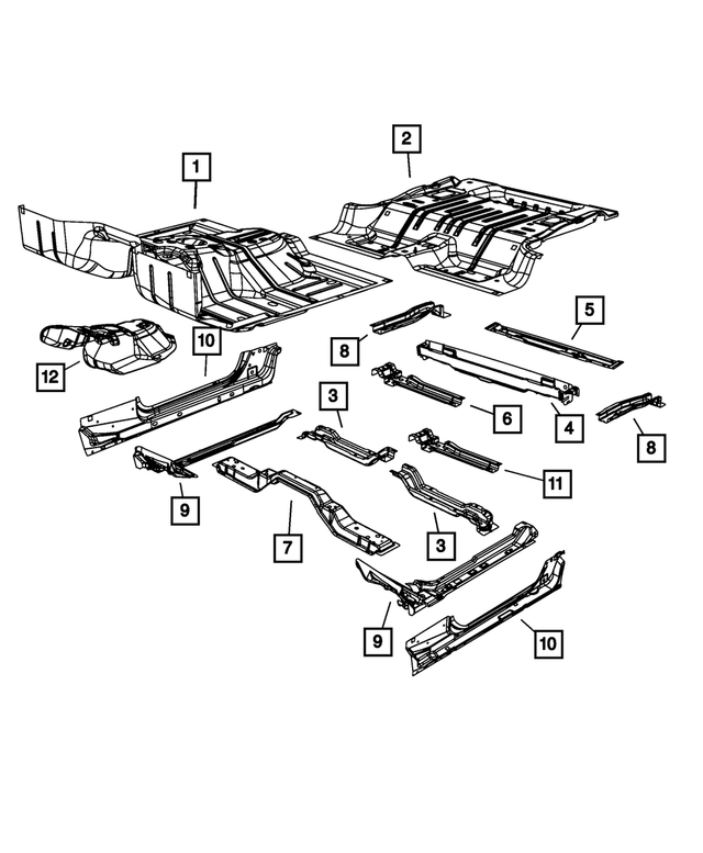 « 68003519AD – Body Sheet Metal Except Doors : Plancher Arrière Cuvette pour Mopar Image »