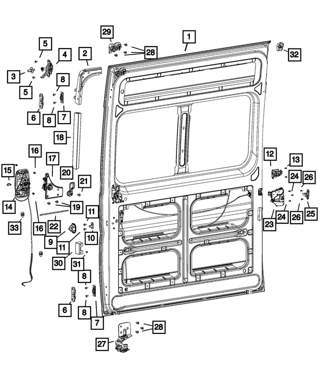 68361244AA - Doors, Door Mirrors and Related Parts: Sliding Door, Left for Ram: ProMaster 1500, ProMaster 2500, ProMaster 3500 Image