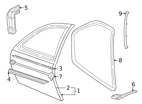 Door & Components for 1995 Pontiac Sunfire #2