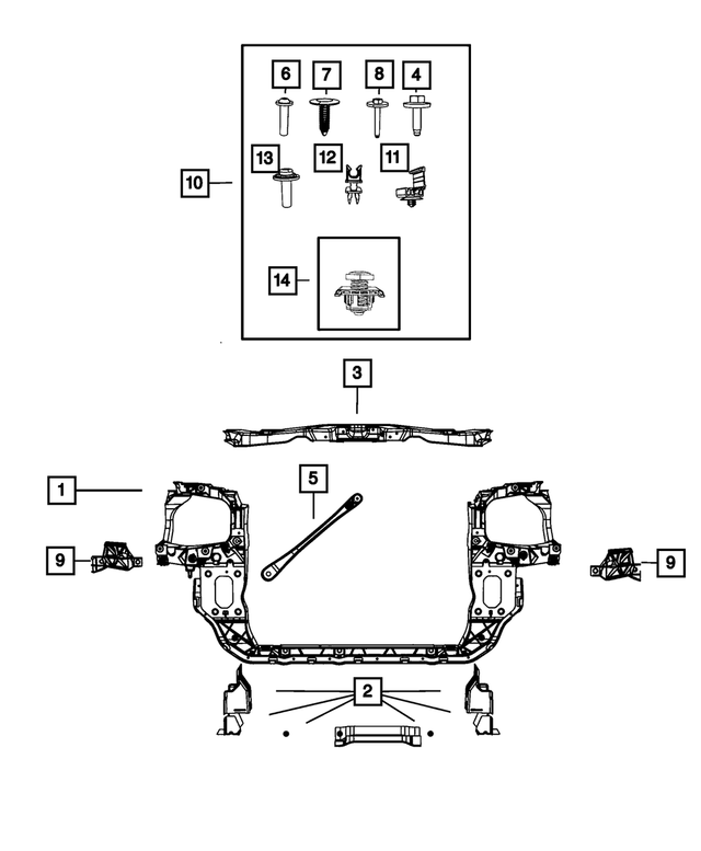 68023327AA - Cooling: Radiator Closure Panel Crossmember for Mopar Image image