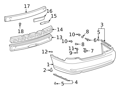 Bumper & Components - Rear for 2003 Lexus ES300 #0