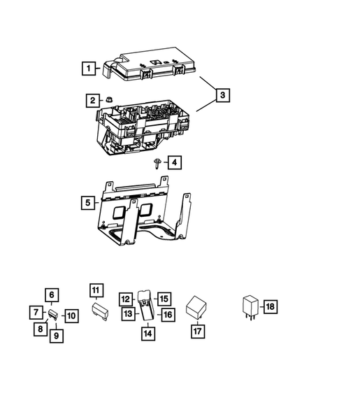 Power Distribution Center, Fuse Block, Junction Block, Relays and Fuses for 2015 Jeep Wrangler #0