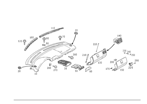 Instrument Panel with Glove Box, Body Parts for Passenger Airbag for 1999 Mercedes-Benz SLK230 #1