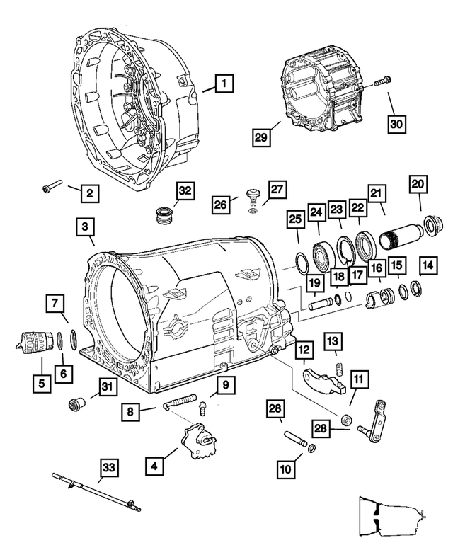 52108447AA - Automatic Transmission 5 Speed [DGJ]: Transmission Case for Mopar Image