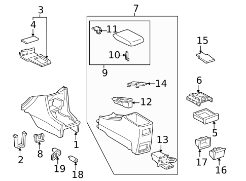 Center Console for 2000 Toyota Camry #0