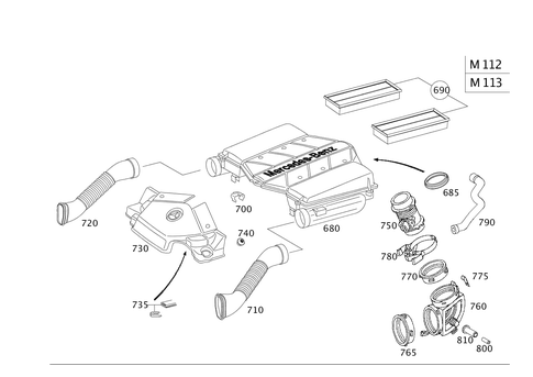 Air Intake, Gasoline Vehicles for 2000 Mercedes-Benz E55 AMG #0