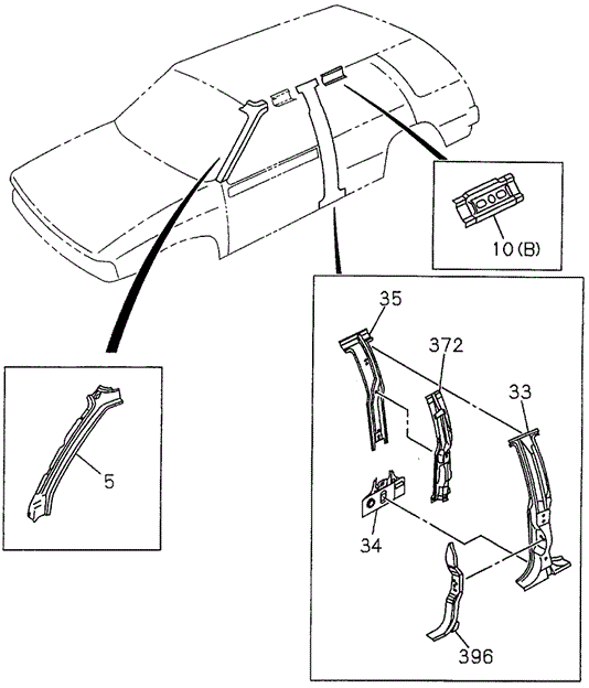 Side Inner Panel Reinforcements for 1997 Honda Passport #0