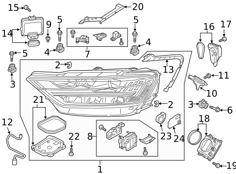 Headlamp Components for 2020 Audi A8 Quattro #0