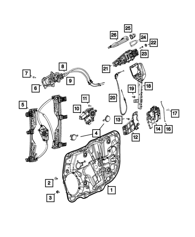 68292079AB - Doors, Door Mirrors and Related Parts: Carrier Plate Panel, Left for Mopar Image