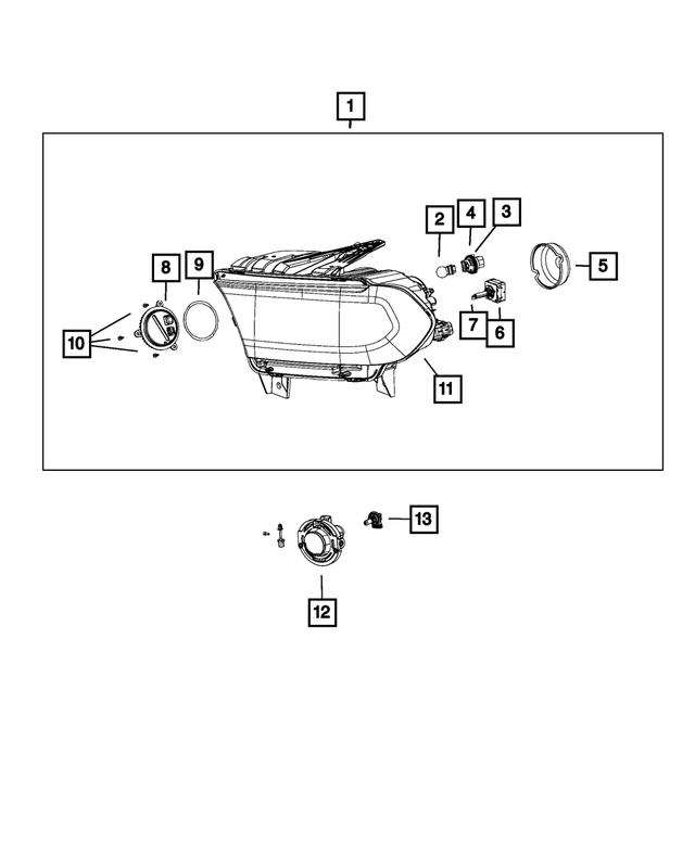 68261179AH - Electrical: Headlamp, Left for Dodge: Durango Image