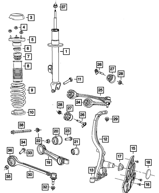 5181349AG - Front Suspension: Suspension Shock Absorber, Right for Mopar Image image