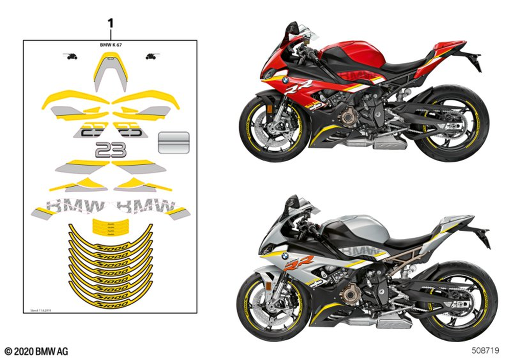 77312473443 - Decal Set Rear 2018-2022 BMW-Motorrad S 1000