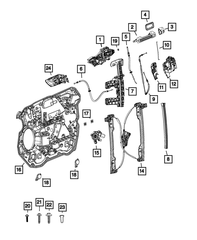 6CV64KARAD - Doors, Door Mirrors and Related Parts: Exterior Door Handle, Right Or Left for Mopar Image image