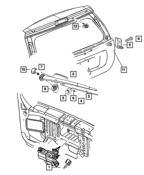 Rear Wiper and Washer System for 2006 Jeep Commander #0