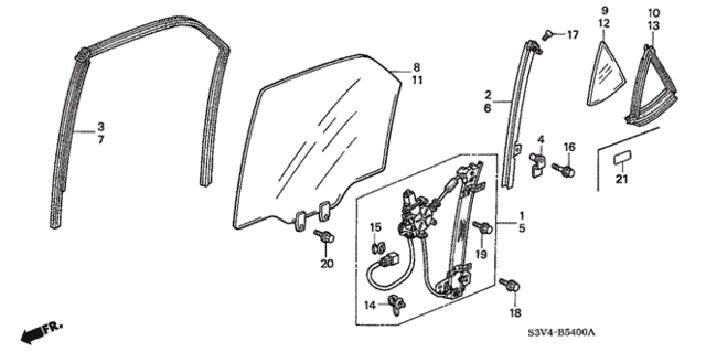 Rear Door Windows - Door Regulator for 2004 Acura MDX #0
