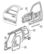 55235893AJ - Doors and Related Parts: Front Door Waterdam, Left for Mopar Image