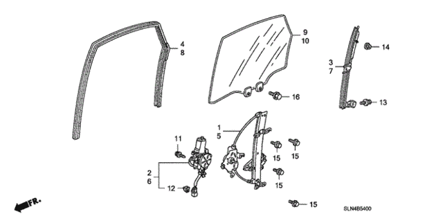 Rear Door Glass - Door Regulator for 2007 Honda Fit #0