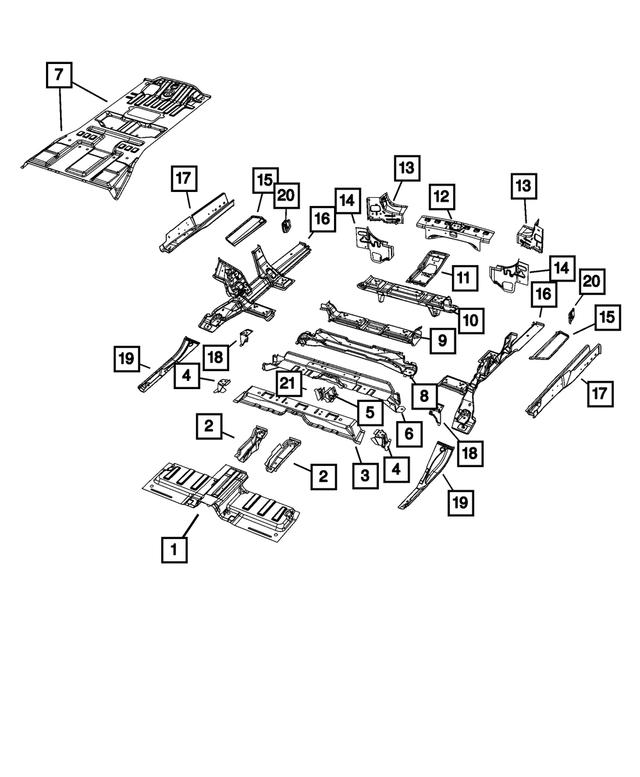 68551921AB - Body Sheet Metal Except Doors: Rear Floor Pan Side Rail, Left for Jeep: Grand Cherokee L Image