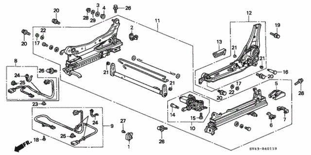 Front Seat Components (L.) (Power Height) for 1995 Honda Accord #0