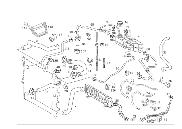 1635014182 - Radiator: Hose for Mercedes-Benz: ML430, ML55 AMG Image image