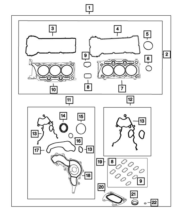 68370039AC - 3.6L Gas; Engine: Engine Gasket Kit for Mopar Image image