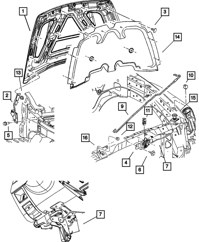 55364542AB - Body Sheet Metal Except Doors: Hood for Mopar Image