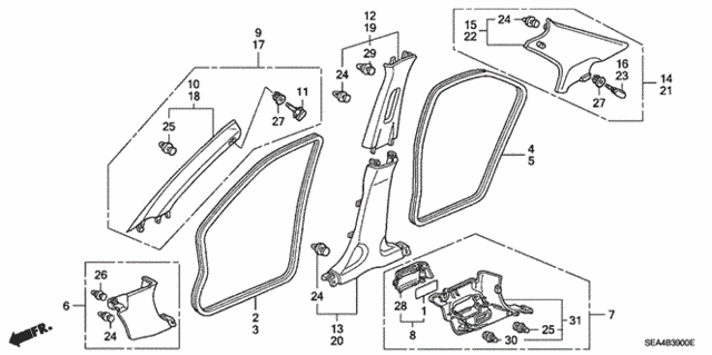 Pillar Garnish for 2004 Acura TSX #0