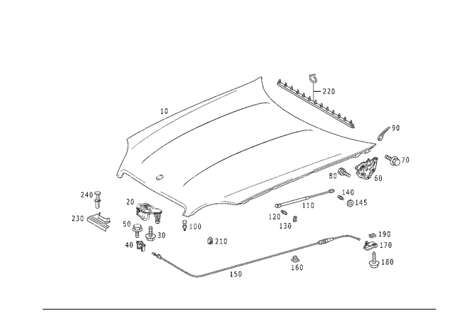 1708800660 - Attachment Parts: Hood Lock for Mercedes-Benz: SLK230, SLK320 Image image