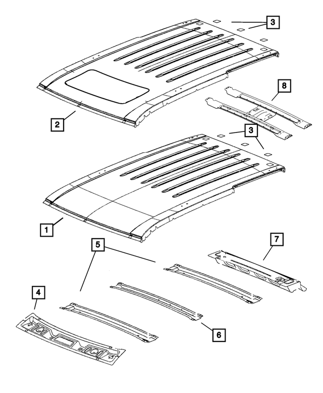 « 55369449AG – Body Sheet Metal Except Doors : Avant Du Toit Pavillon pour Mopar Image »