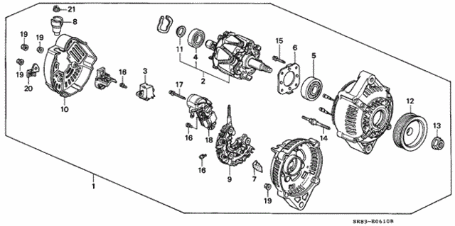 Alternator (Denso) (1) for 1995 Honda Civic #0