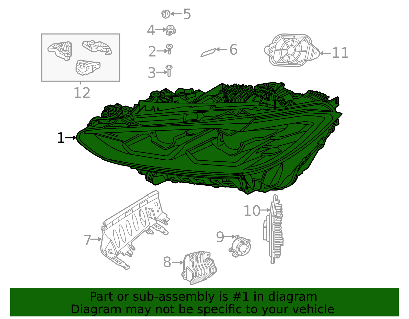 Genuine BMW 63-11-8-084-895 | M Shadowline Headlight, Laser Light