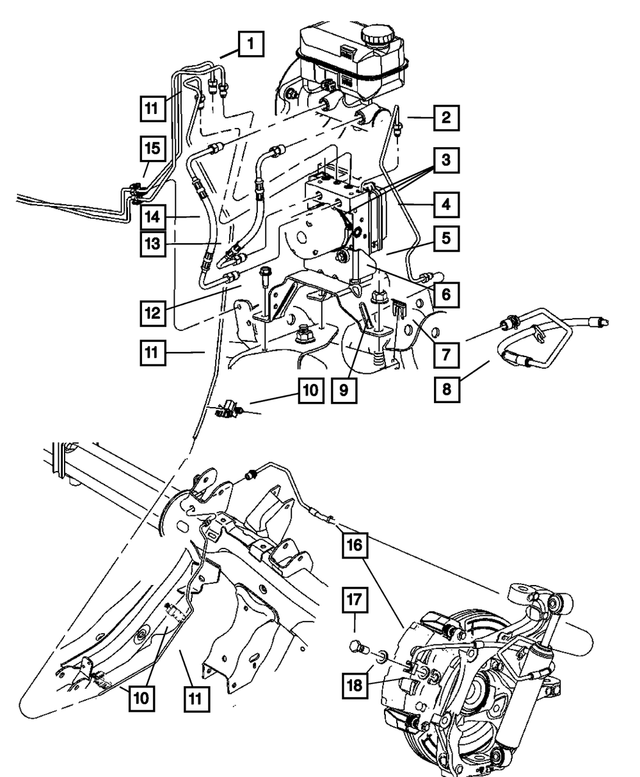 52855481AB - Service Brakes: Brake Tube, Left for Mopar Image