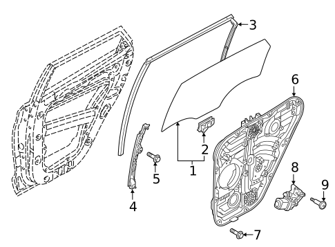 Glass - Rear Door for 2020 Hyundai Tucson #0