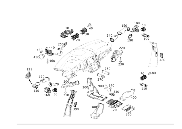 2228310445 - Heating and Ventilation: Air Duct for Mercedes-Benz: Maybach S550, Maybach S560, Maybach S600, Maybach S650, S450, S550, S550e, S560, S600, S63 AMG, S65 AMG Image image