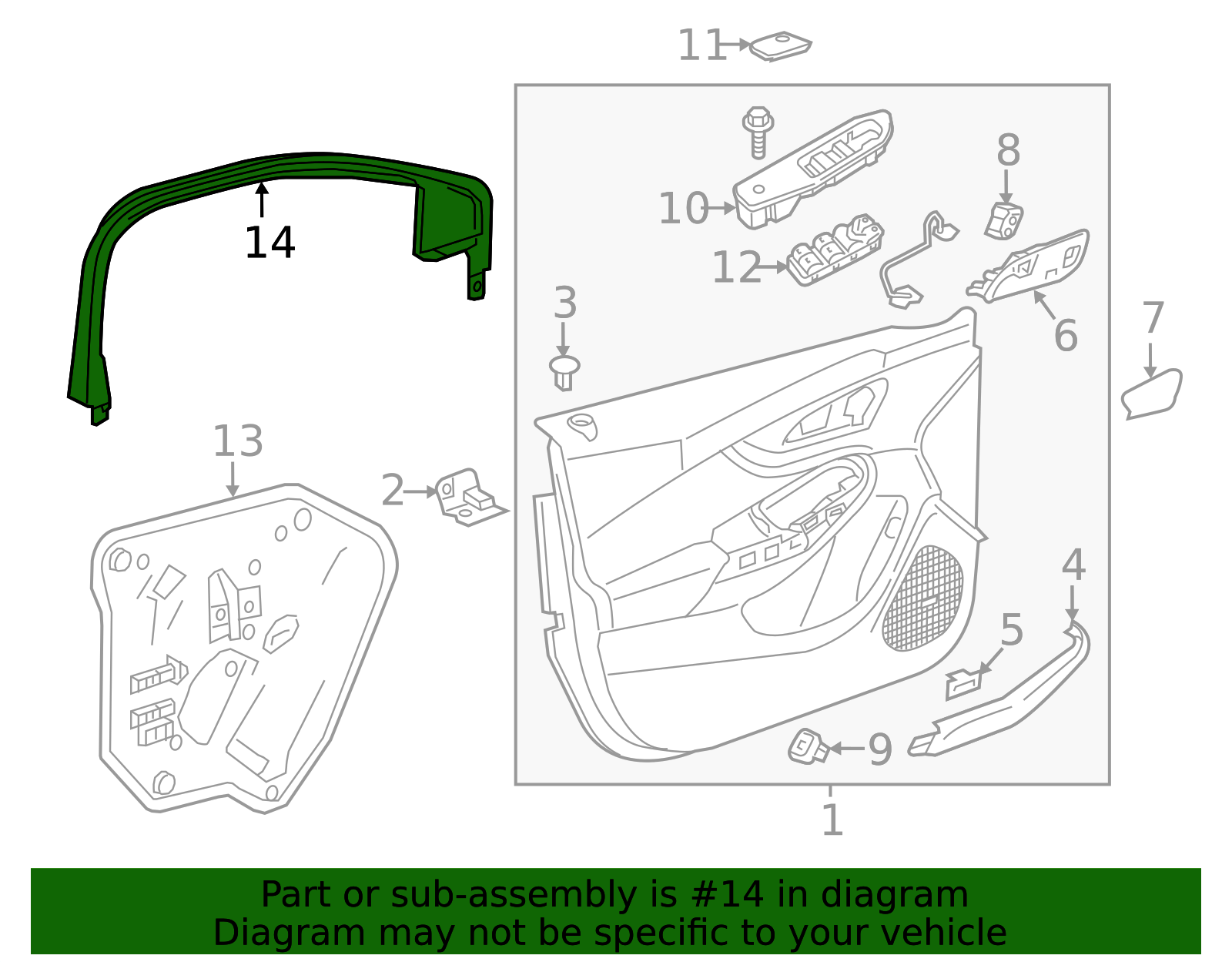 2016-2019 Chevrolet Volt Passenger Side Front Door Window Garnish ...