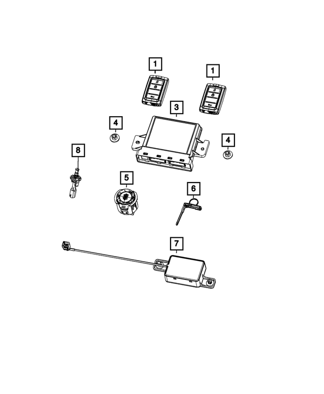 68377529AB - Electrical: Integrated Key Fob Transmitter for Mopar Image