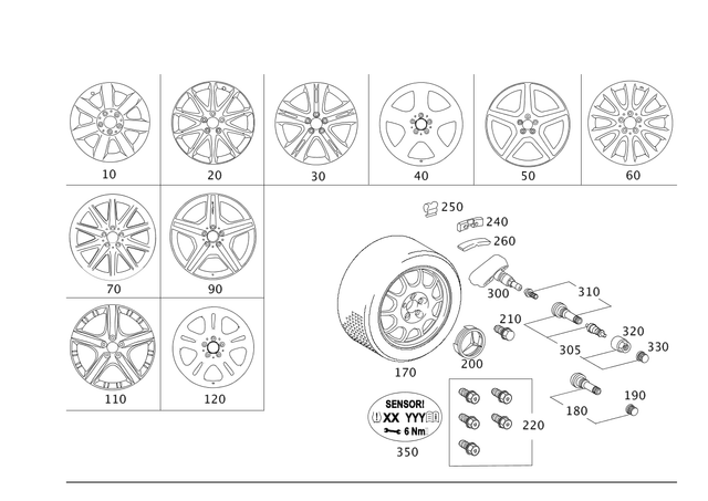 66031189 - Wheels: Wheel Alloy for Mercedes-Benz: R320, R350, R500 Image