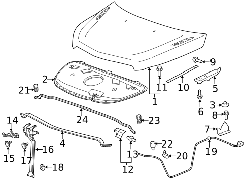 Hood & Components for 2013 Buick Enclave #0
