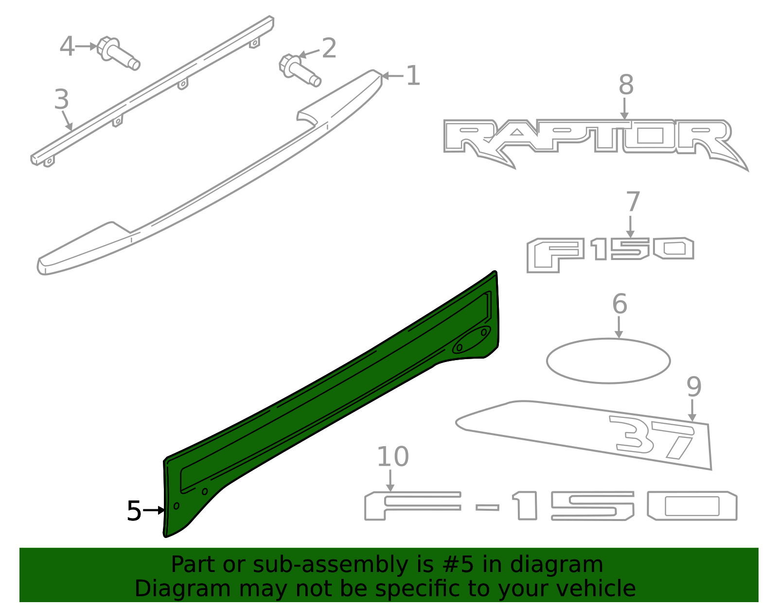 KL3Z-99425A34-AA F-150 OEM Genuine Ford SVT RAPTOR Tail Gate