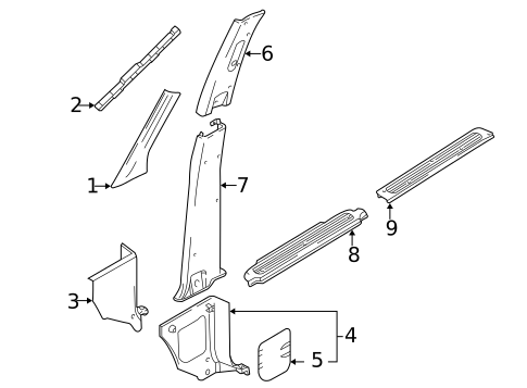 Interior Trim - Pillars for 2003 Kia Sedona #0