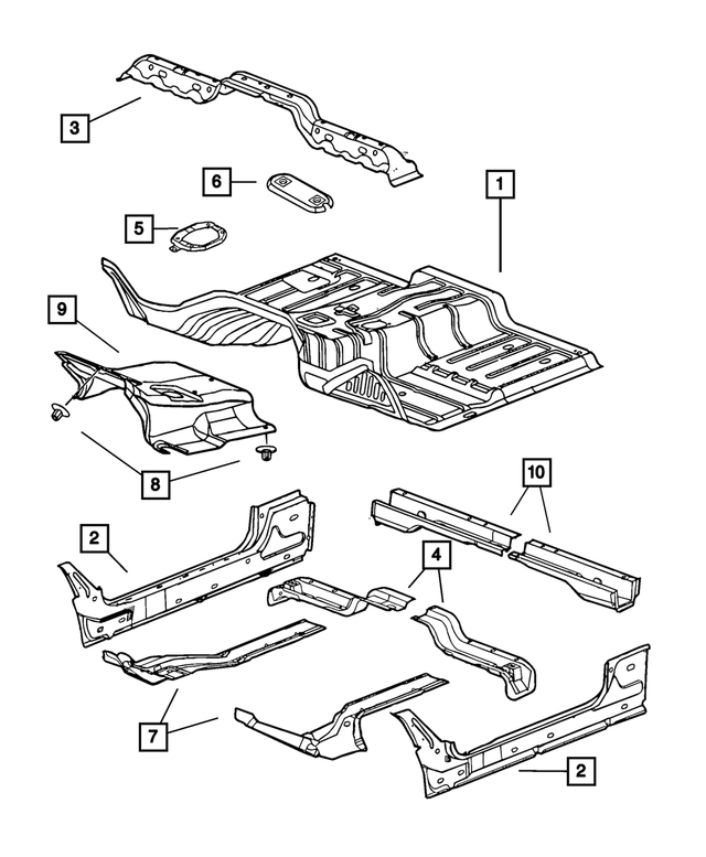 68036568AF - Body Sheet Metal Except Doors: Front Floor Pan for Mopar Image image